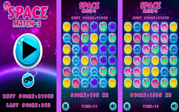 Space Match 3 Puzzle Game Online